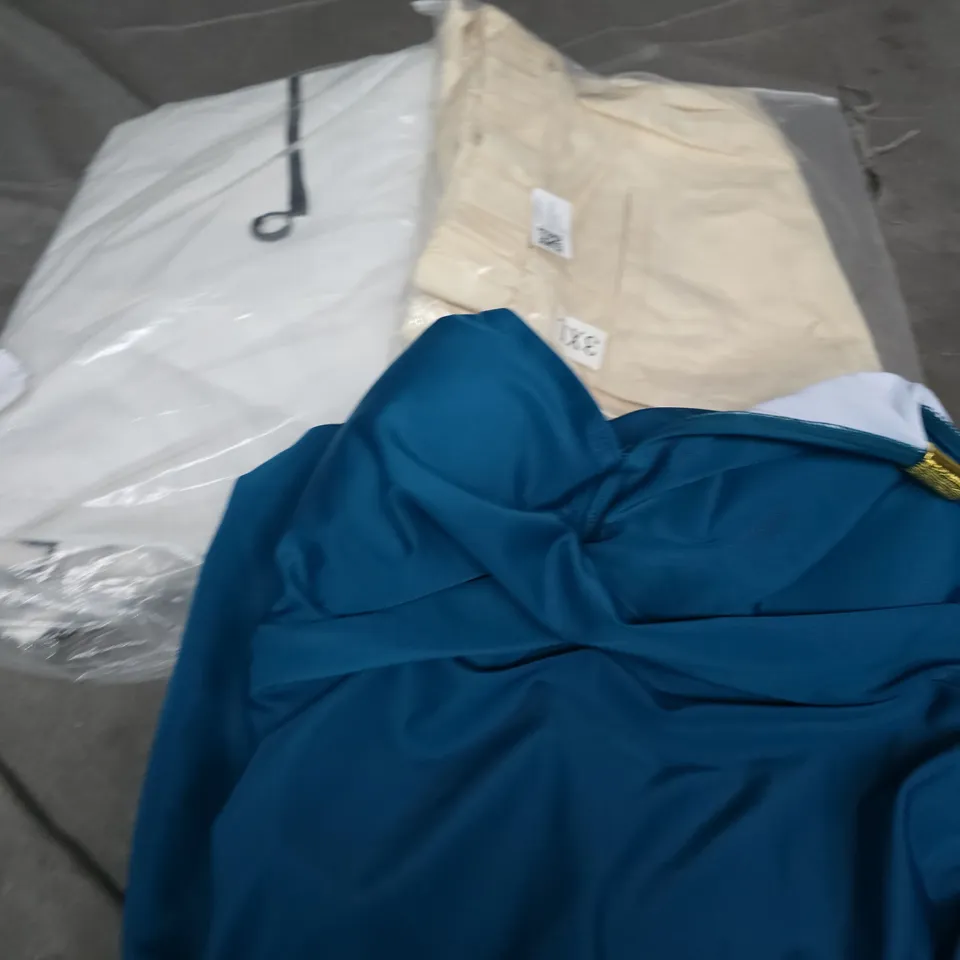 APPROXIMATELY 25 ASSORTED CLOTHING PRODUCTS IN VARIOUS STYLES & SIZES TO INCLUDE JACKETS, T-SHIRTS, DRESSES ETC