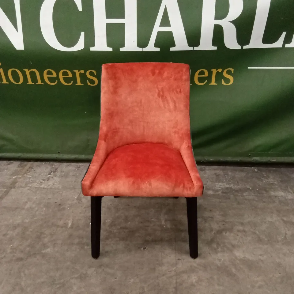 QUALITY DESIGNER ORANGE FABRIC DINING CHAIR