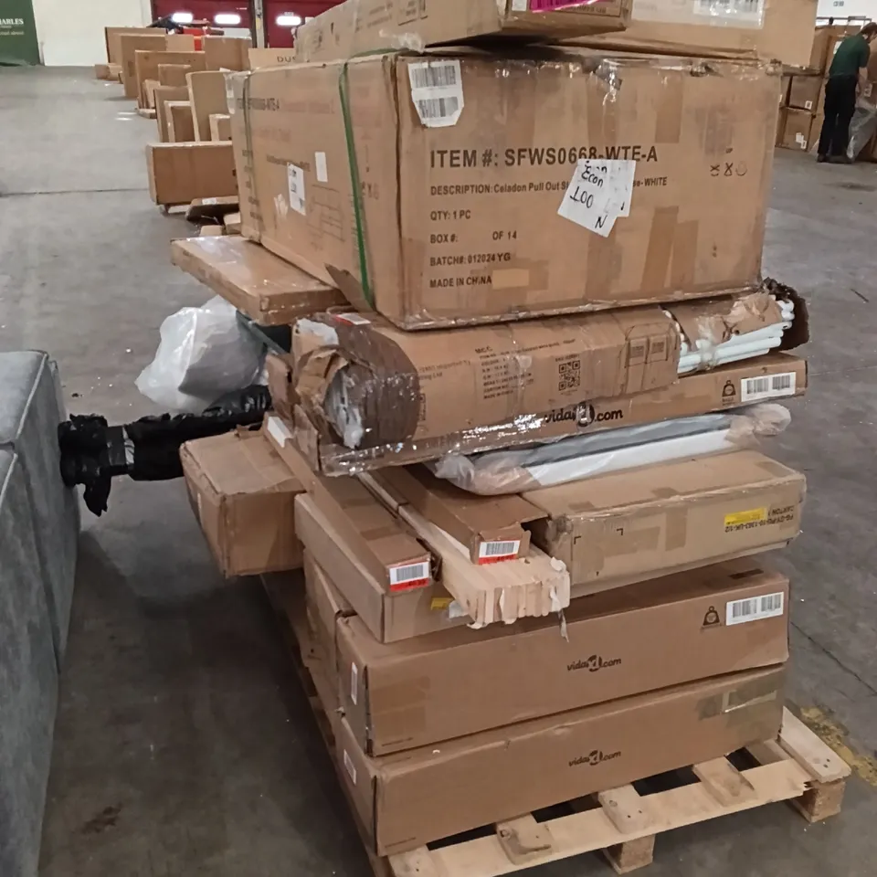 PALLET OF ASSORTED, INCOMPLETE FURNITURE PARTS AND PIECES 