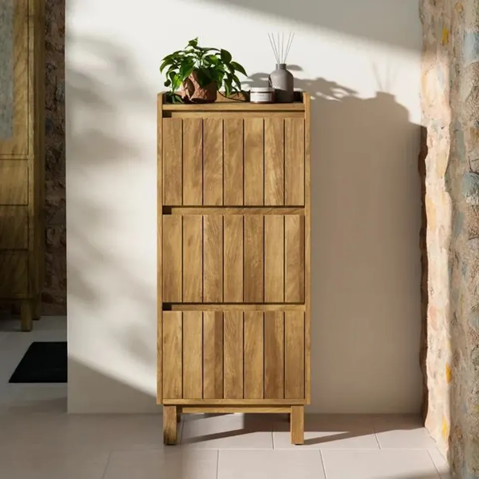 BOXED HUMPHREY 3 DRAWER CABINET - MANGO WOOD EFFECT (1 BOX)