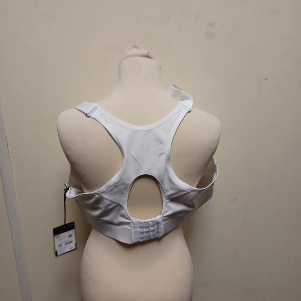 LOT OF 4 BRAS TO INCLUDE NIKE RIVAL PLUS SIZE BRA, VIX GOLD FINISH BURGENDY BRA, AND UK 34DD WONDERBRA ETC. 