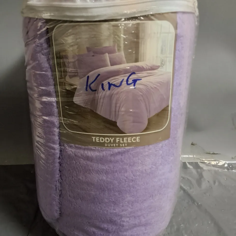 TEDDY FLEECE KING DUVET SET IN PURPLE