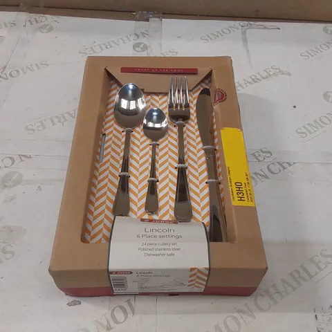 BOXED JUDGE APPROXIMATELY 24 PIECE STAINLESS STEEL CUTLERY SET, TABLE SETTING FOR 6