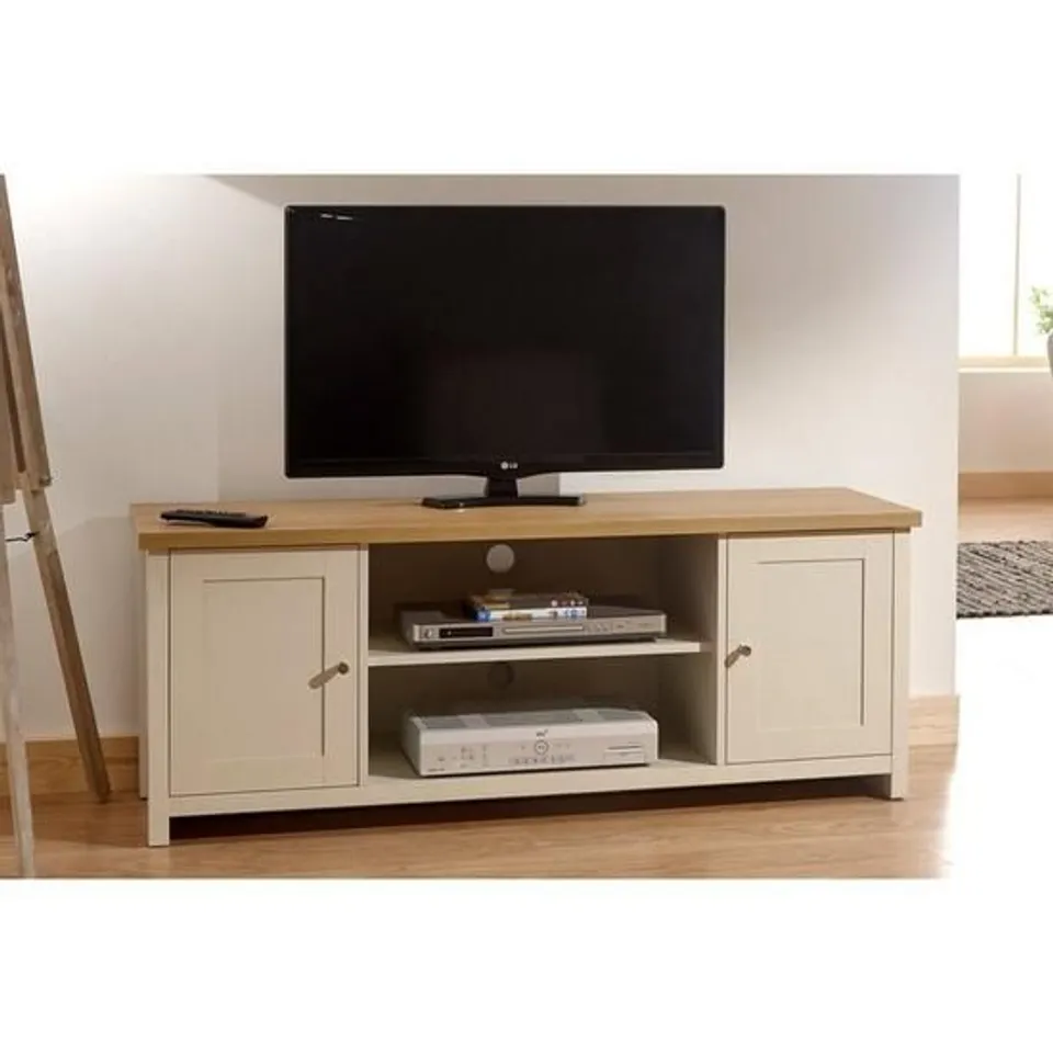 LANCASTER 2 DOOR LARGE TV CABINET - FITS UP TO 55 INCH TV - CREAM -COLLECTION ONLY- RRP £179