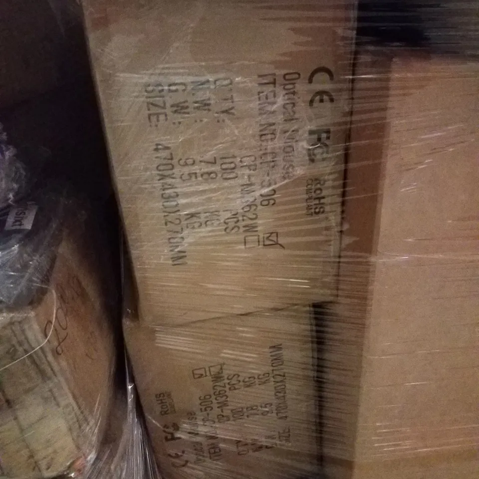 PALLET CONTAINING ASSORTED PRODUCTS INCLUDING P-5 CHARGING DOCKS, PC CAMERA & OPTICAL WIRELESS COMPUTER MOUSE