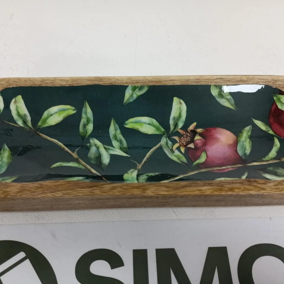 POMEGRANATE GREEN MANGO WOOD RECTANGULAR SERVING DISH 