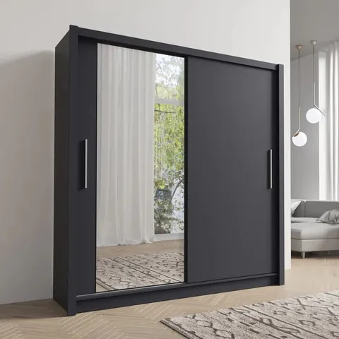BOXED BAKU 12 SLIDING DOOR WARDROBE 205CM - GRAPHITE (4 BOXES)