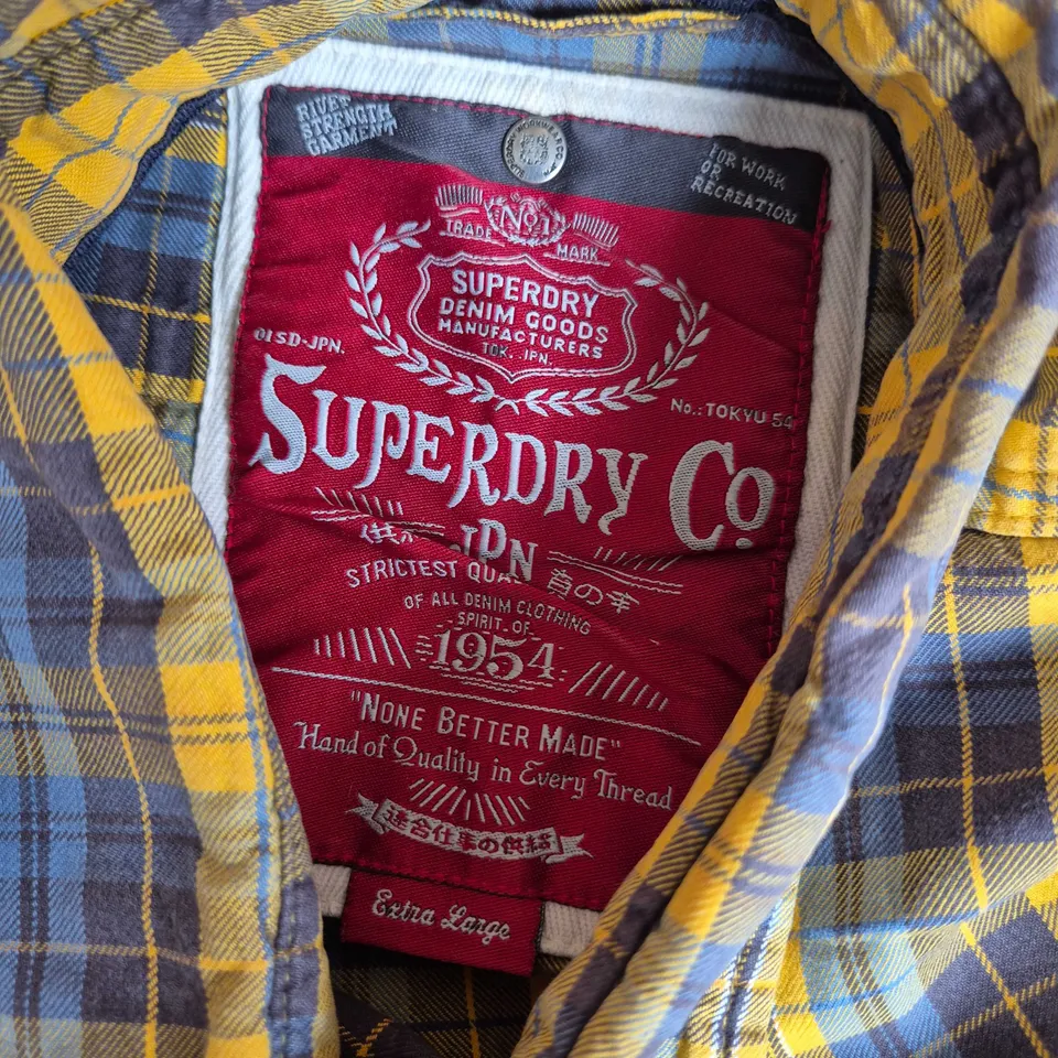 SUPERDRY DENIM SHIRT – YELLOW/BLUE PLAID – EXTRA LARGE