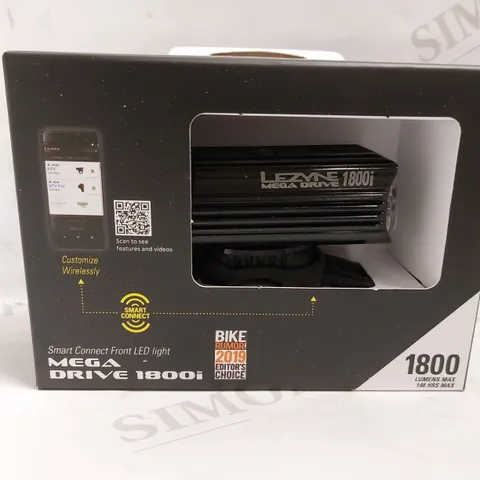 LEZYNE SMART CONNECT MEGA DRIVE FRONT LED LIGHT - 1800 LUMENS