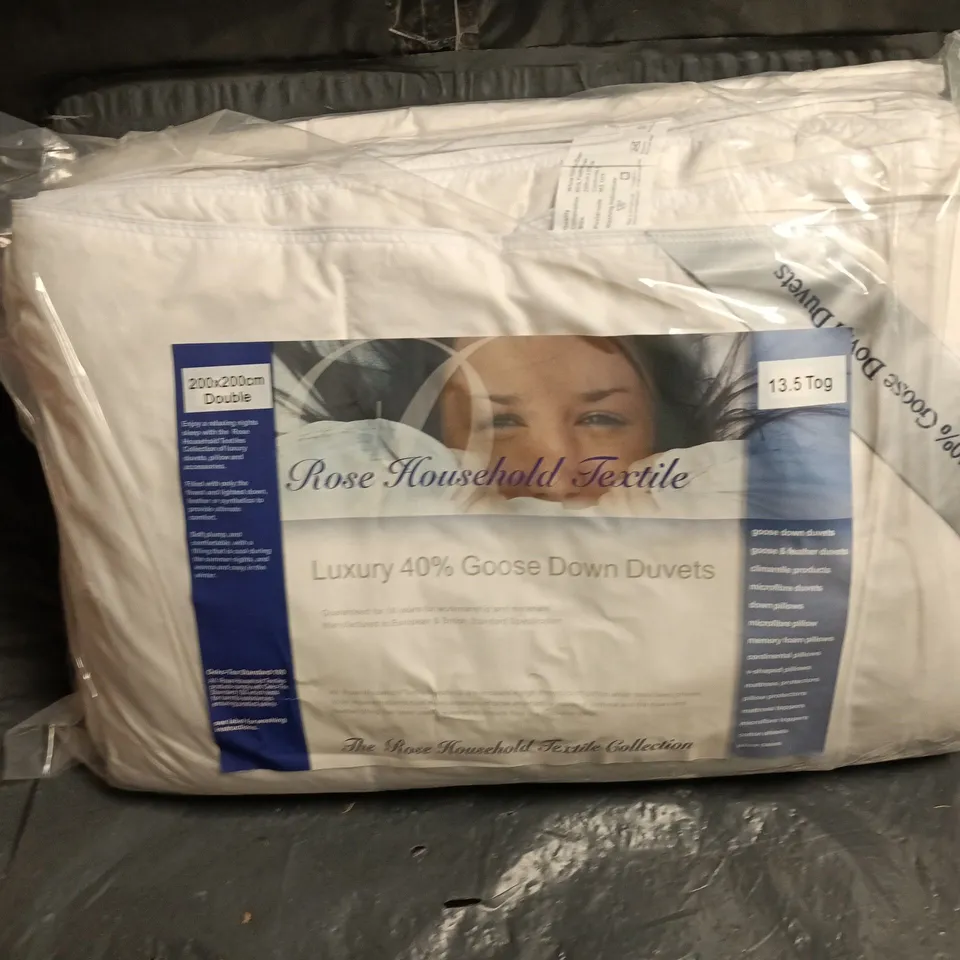 ROSE HOUSEHOLD TEXTILE LUXURY GOOSE DOWN DUVET 200X200CM DOUBLE, 13.5 TOG