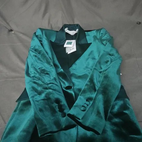 NADINE MERABI EMERALD GREEN SATIN BLAZER – UK 14 (US 10, EUR 42)
