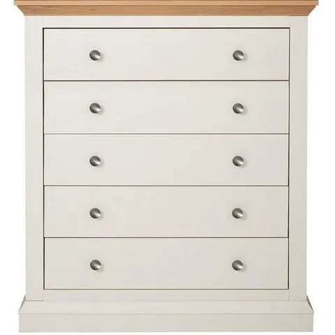 BOXED HANNA CREAM/OAK-EFFECT 5-DRAWER CHEST (1 BOX)