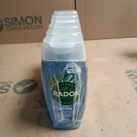 LOT OF 6 BOTTLES OF RADOX FEEL ACTIVE SHOWER GEL 225ML PER BOTTLE