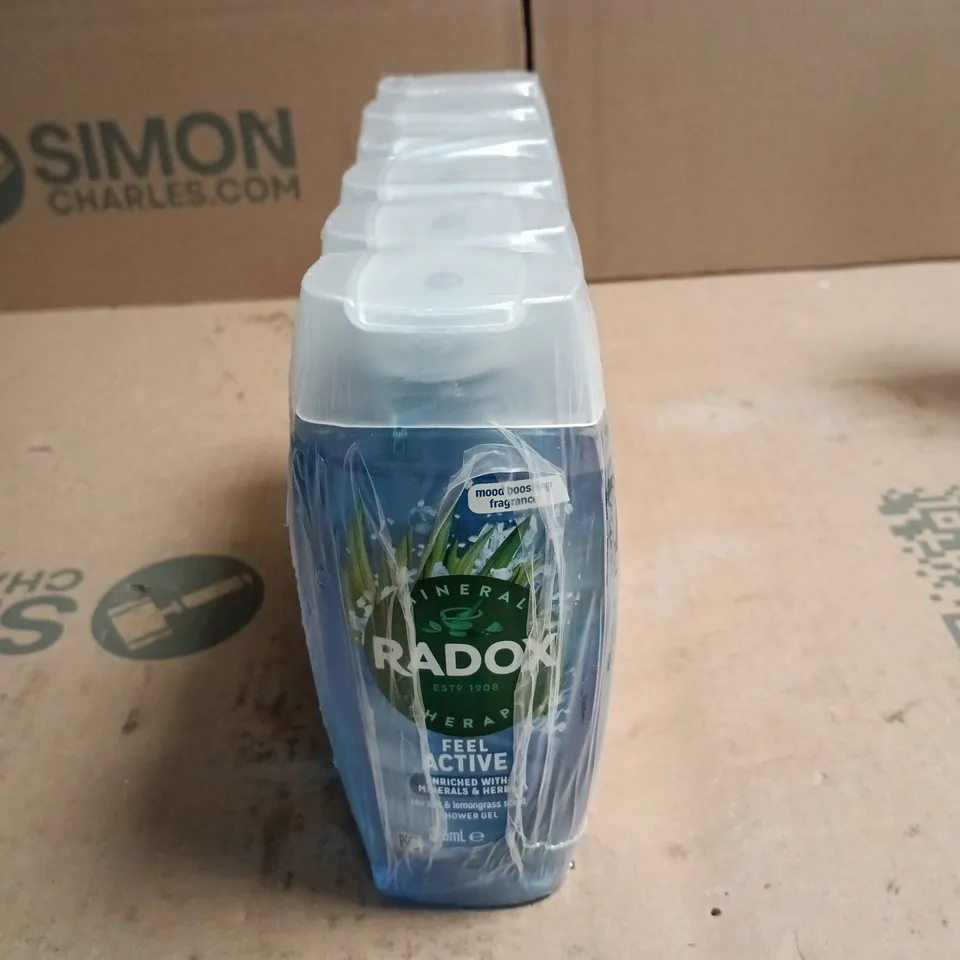 LOT OF 6 BOTTLES OF RADOX FEEL ACTIVE SHOWER GEL 225ML PER BOTTLE
