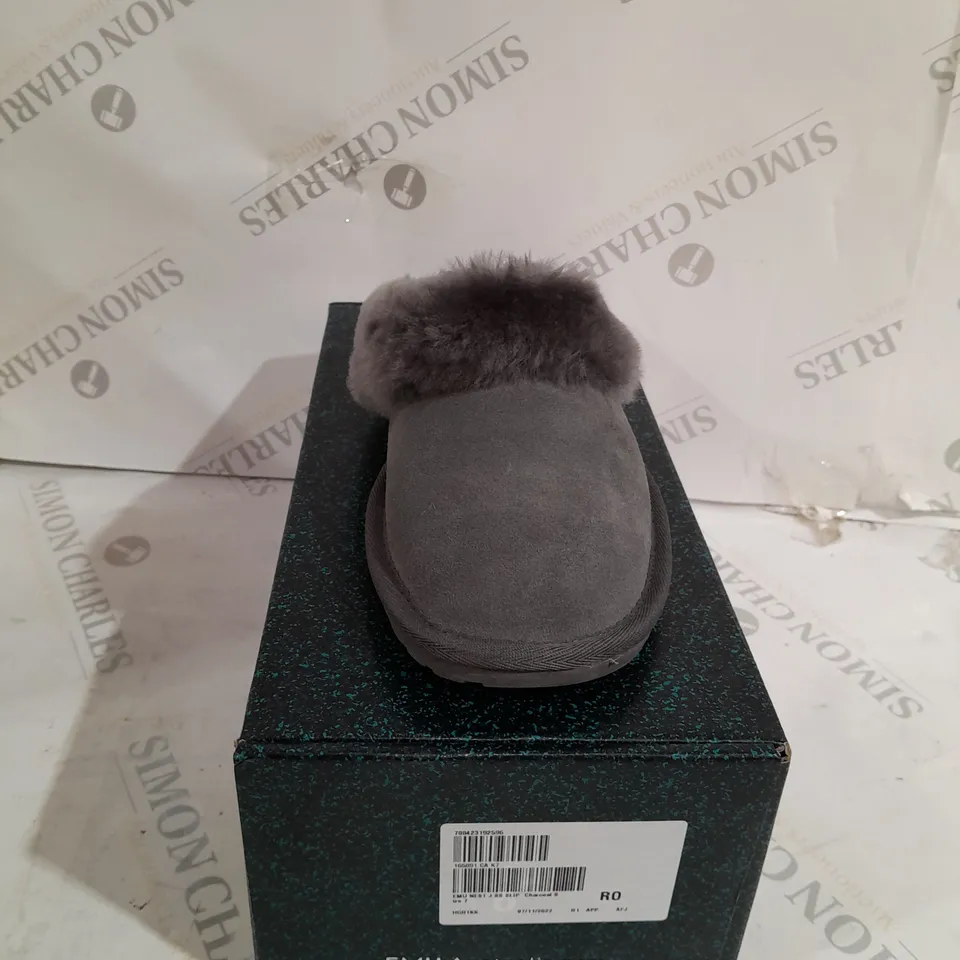 BOXED EMU NEST JOLIE SHEEPSKIN SLIPPERS, CHARCOAL - SIZE 7