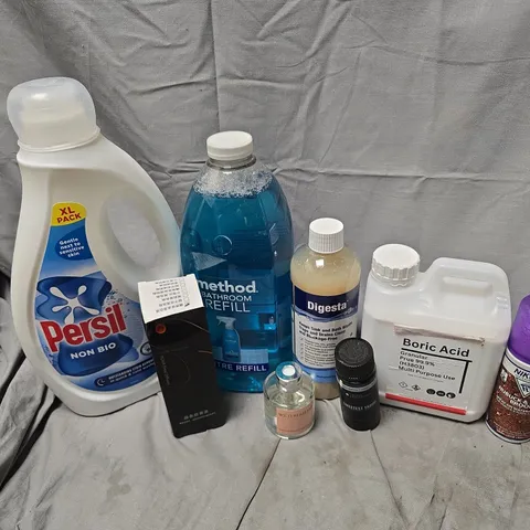 APPROXIMATELY 12 ASSORTED HOUSEHOLD LIQUID PRODUCTS TO INCLUDE BORIC ACID, DIGESTA, METHOD BATHROOM REFILL, ETC - COLLECTION ONLY