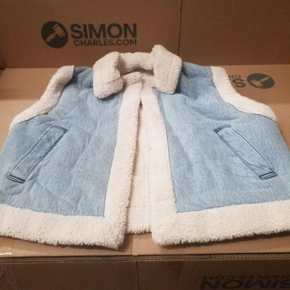BOX CONTAINING APPROXIMATELY 5 BRAND NEW SIMPLY BE BLUE REGULAR SLEEVELESS DENIM GILETS - SIZE 22