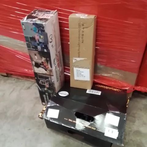 PALLET OF ASSORTED HOUSEHOLD GOODS AND PRODUCTS TO INCLUDE;ROLLER SKATES,LED DARTBOARD LIGHTING SYSTEM,RADIANT HEATER