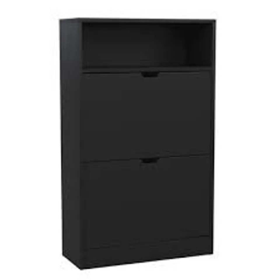 BOXED LASSIC VIDA DESIGN 3 DRAWER SHOE CABINET - BLACK/OAK (1 BOX)