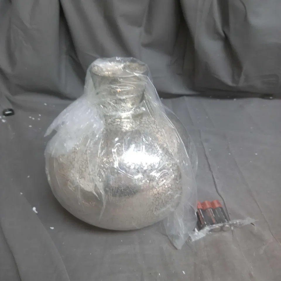 BOXED ALISON CORK PRELIT MERCURY GLASS VASE - SILVER