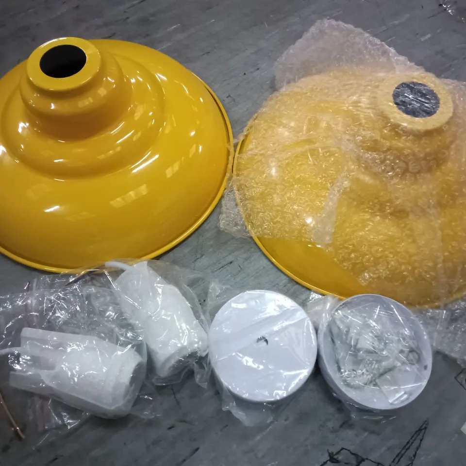 PAIR OF YELLOW METAL CEILING LIGHTS