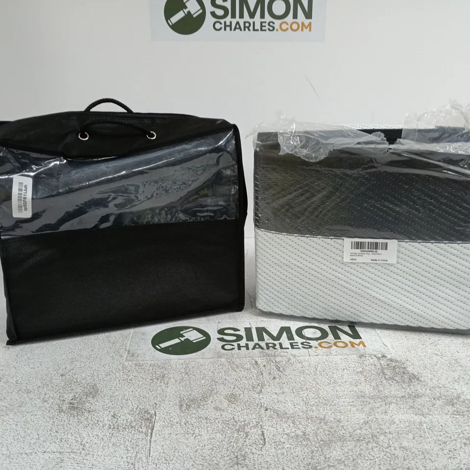 HOMAXY OUTDOOR RUG 180 X 270CM BLACK AND WHITE IN CARRY CASE