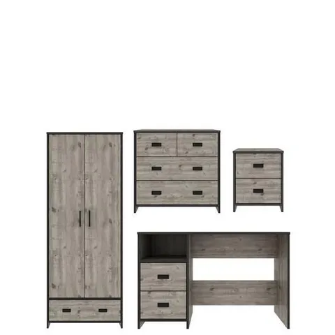 BOXED JACKSON 4 PIECE BEDROOM PACKAGE - MEXICAN GREY (3 BOXES)