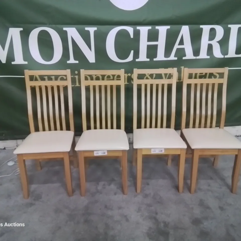 SET FOUR BALI IAK DINING CHAIRS IVORY SEAT CUSHIONS