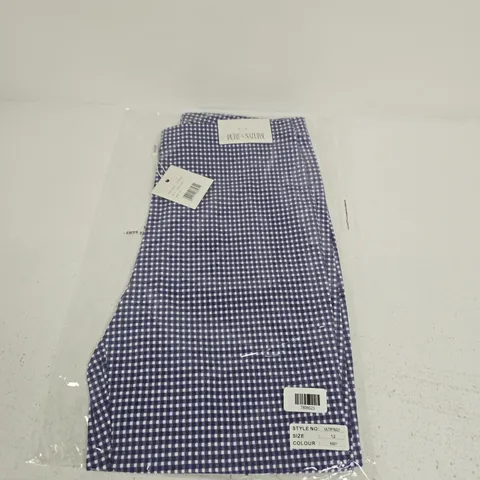 PURE & NATURAL NAVY & WHITE GINGHAM TROUSERS, STYLE VLTR16221, UK SIZE 12