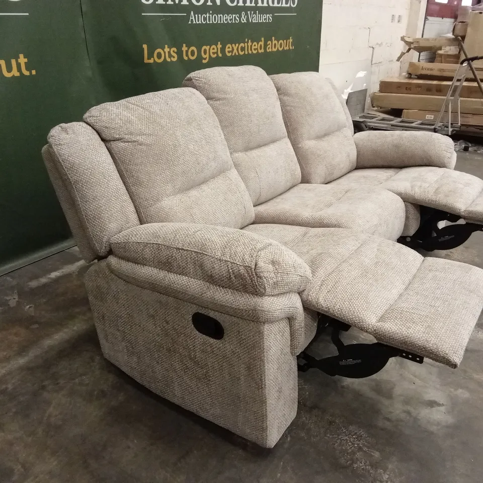 ALBION CHUNKY WEAVE 3 SEATER HIGH BACK MANUAL RECLINER SOFA RRP £679
