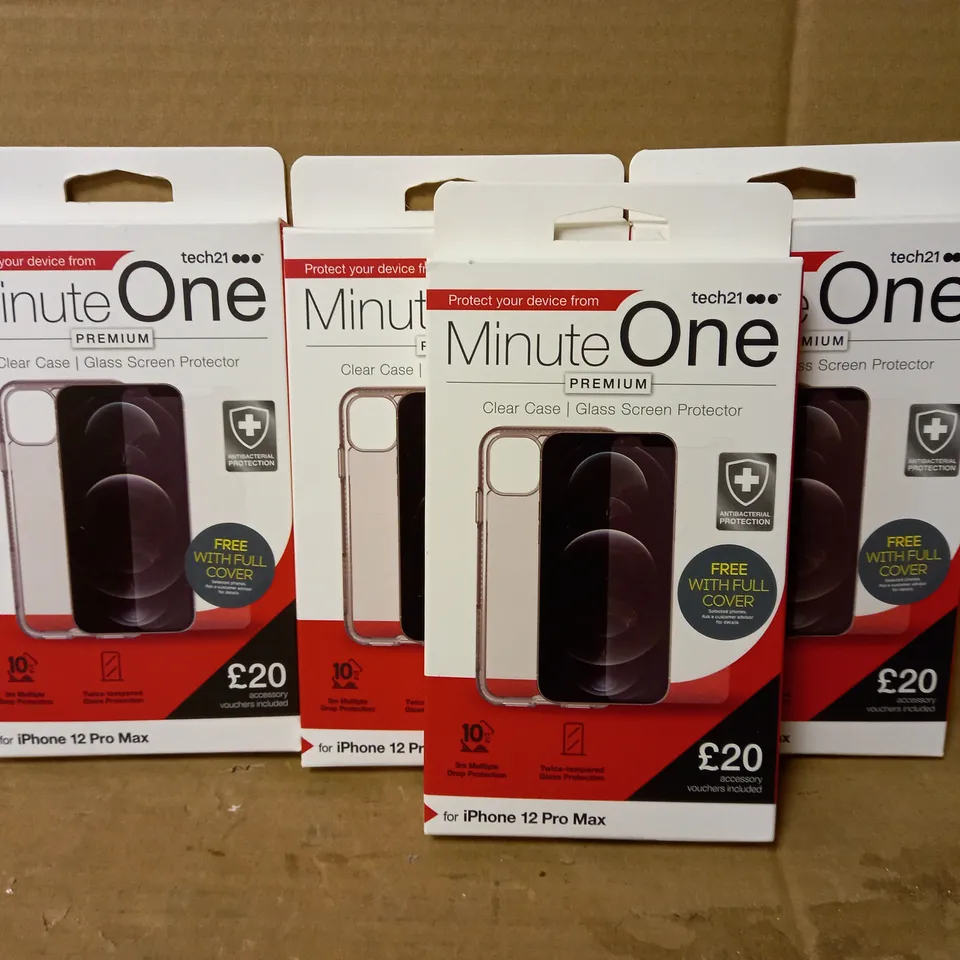 LOT OF 4 MINUTE ONE CLEAR CASES FOR IPHONE 12 PRO MAX