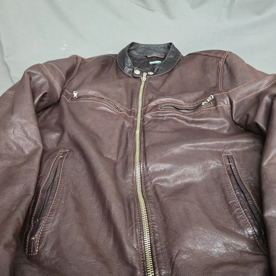 PAUL SMITH BROWN ZIP BUTTON COLLAR JACKET IN BROWN - SIZE UNSPECIFIED 