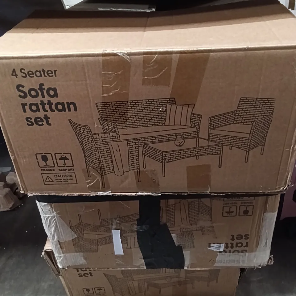 BOXED KEPLIN 4 SEATER SOFA RATTAN SET 