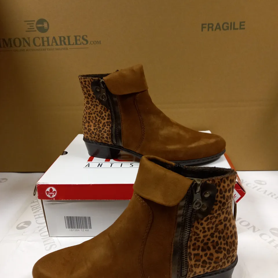 RIEKER CUFF ANKLE BOOT - TAN - SIZE 6.5
