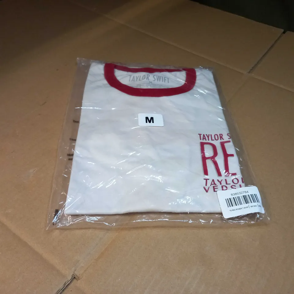 PACKAGED TAYLOR SWIFT WHITE/RED RINGER T-SHIRT - MEDIUM