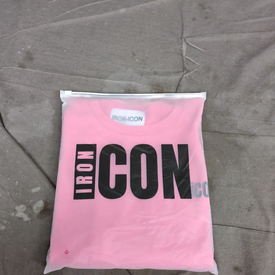 IRON-ICON PINK T-SHIRT - FOLDED IN CLEAR POLYBAG