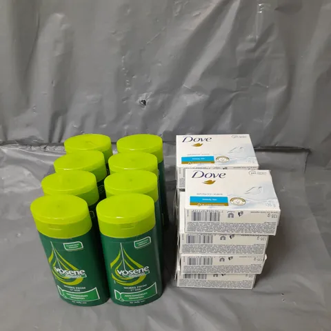 APPROXIMATELY 8 X VOSENE SHAMPOO 200ML AND 8 X DOVE SOAP BARS