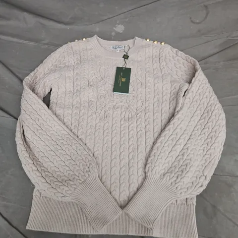 HOLLAND COOPER HARRIET CREW NECK KNIT IN TAUPE - MEDIUM