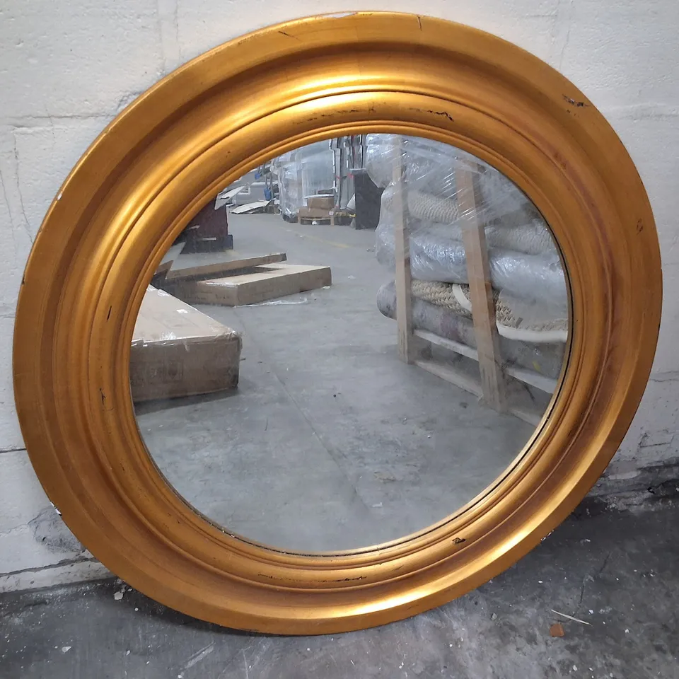 ROUND MIRROR WITH ANTIQUE GOLD FRAME 84CM