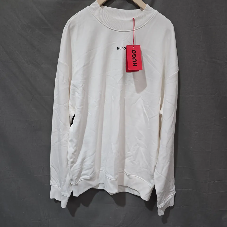 HUGO BOSS SWEATSHIRT – WHITE, UK SIZE M, LOGO CHEST