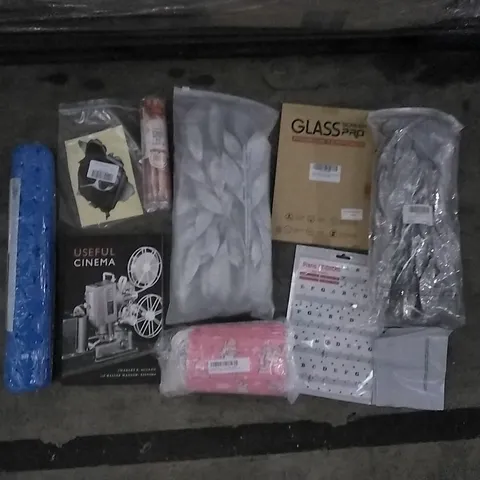 PALLET OF ASSORTED ITEMS INCLUDING KEY STAGE TWO MATHS SATS REVISION BOOK, STRONG SUCTION BATH MATS, USEFUL CINEMA, STICK MAN, WEST OF EVERYTHING, PINK FACE MASKS