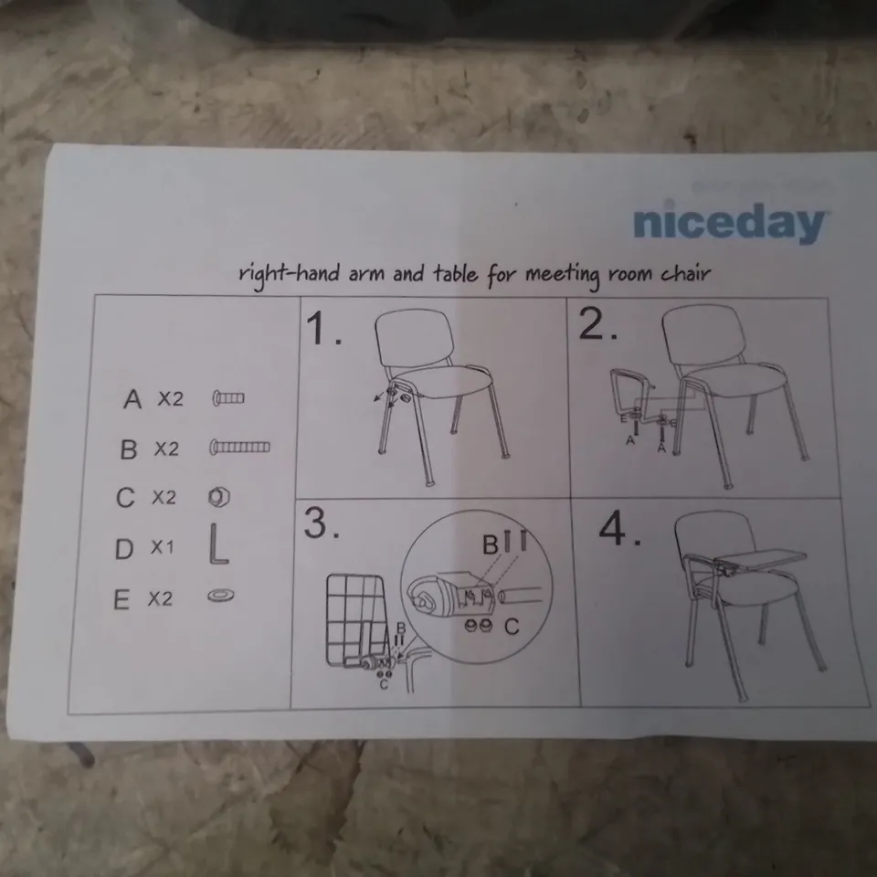 BOXED NICEDAY CHAIR ARMREST AND WRITING TABLE 