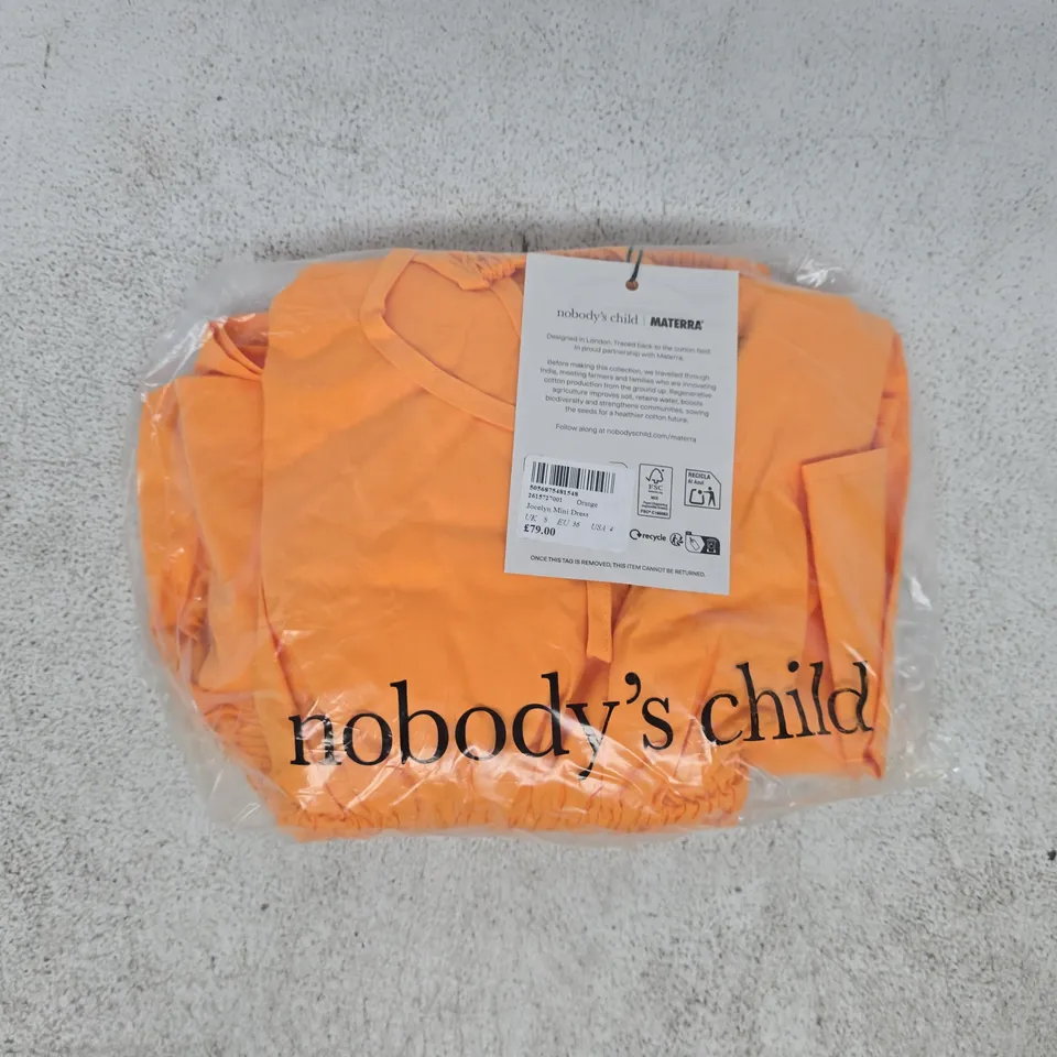 BAGGED NOBODY'S CHILD JOCELYN MINI DRESS IN ORANGE SIZE UK 8
