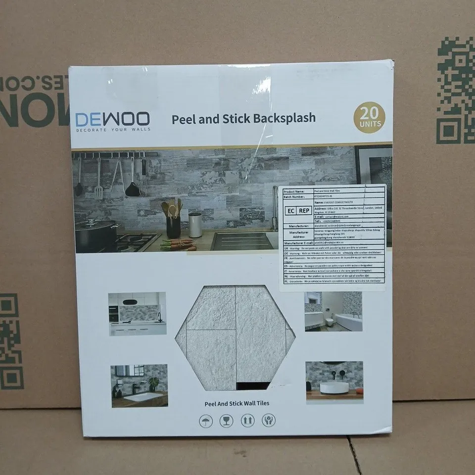 DEWOO PEEL AND STICK BACKSPLASH WALL TILES – 20 TILES