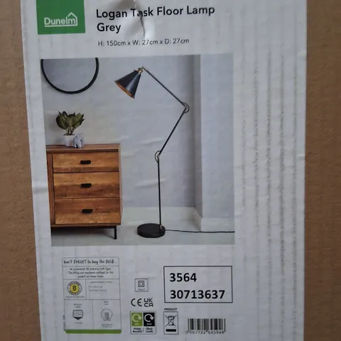 BOXED DUNELM LOGAN TASK FLOOR LAMP β GREY INDUSTRIAL