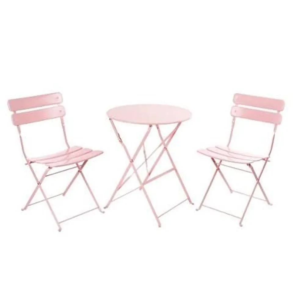 GARDEN STORIES 2 CHAIRS & TABLE BISTRO SET PINK