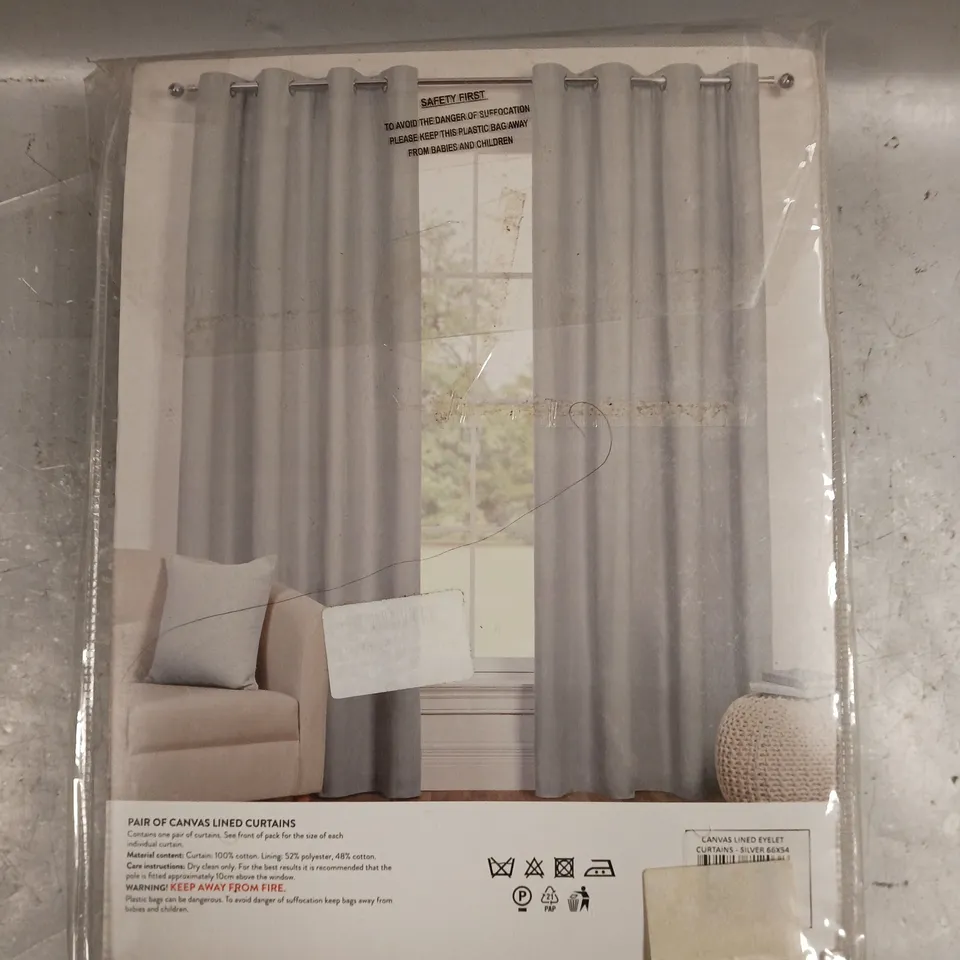 SEALED SASA CRAZE PAIR OF CANVAS LINED CURTAINS - 168/137CM 