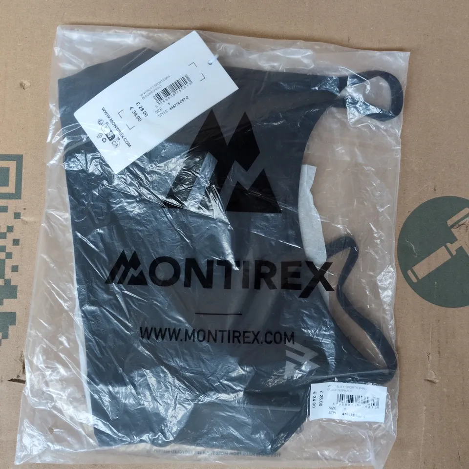 BAGGED MONTIREX VITALITY SPORTS BRA IN ASPHALT/BLACK SIZE SMALL