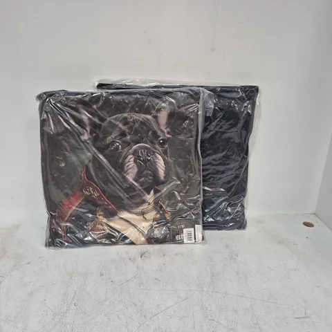 LOT OF 16 AS NEW TOP DOG BLACK FRENCHIE THEMED FILLED CUSHIONS - 45X45CM