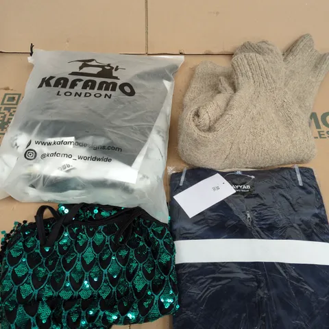 APPROXIMATELY 20 ASSORTED CLOTHING PRODUCTS IN VARIOUS STYLES & SIZES TO INCLUDE PANTS, T-SHIRTS, DRESSES ETC